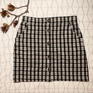 Tartan Plaid Button Fitted Skirt by Hollister